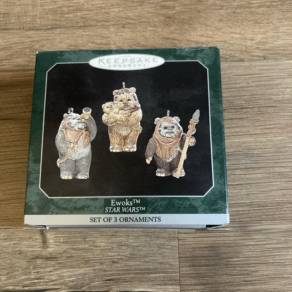 1998 Hallmark Keepsake Miniature Ornaments Star Wars Ewoks Mini Set Of 3 In Box